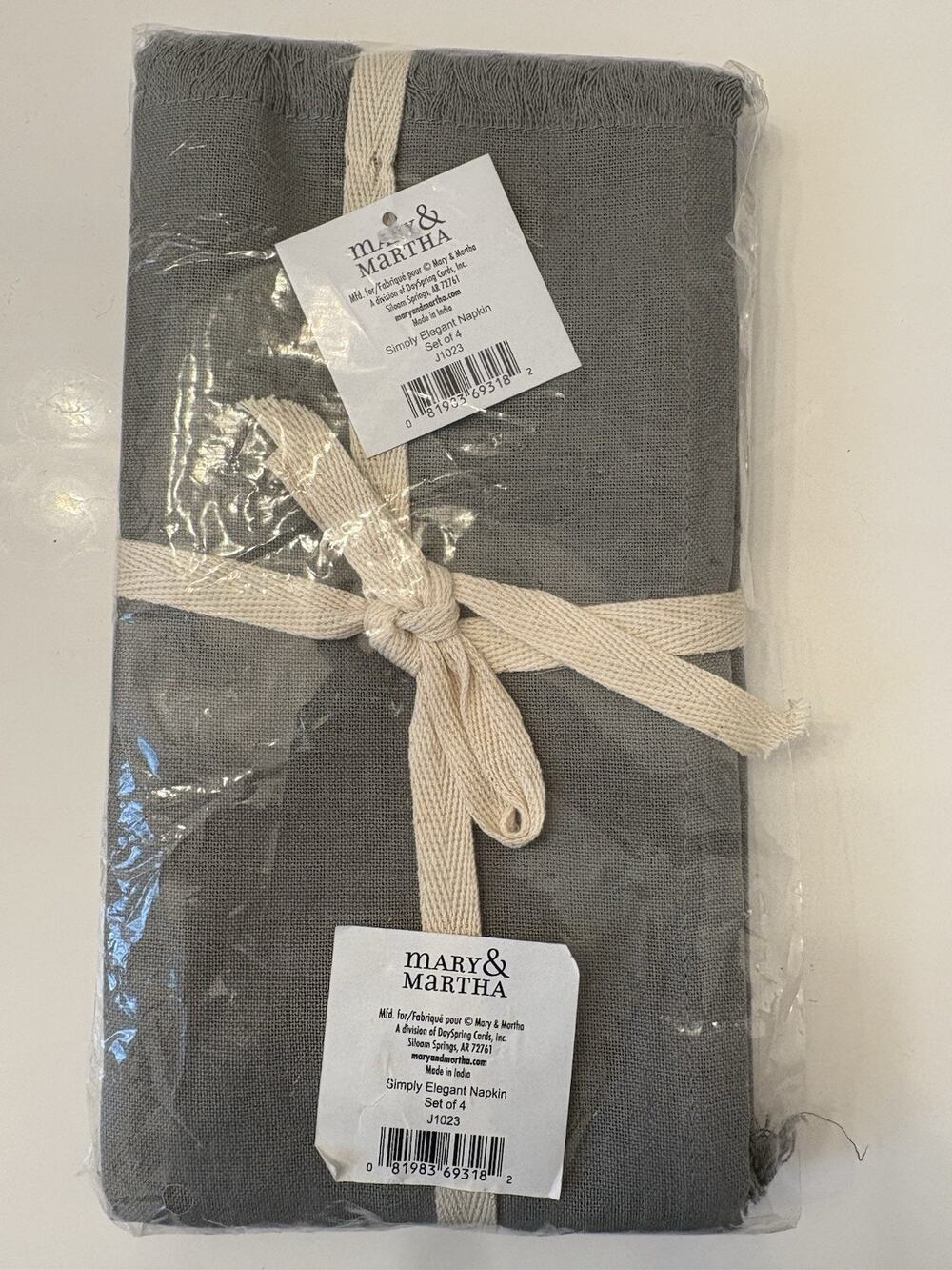 Mary & Martha Simply Elegant Napkins Set Of Four Gray